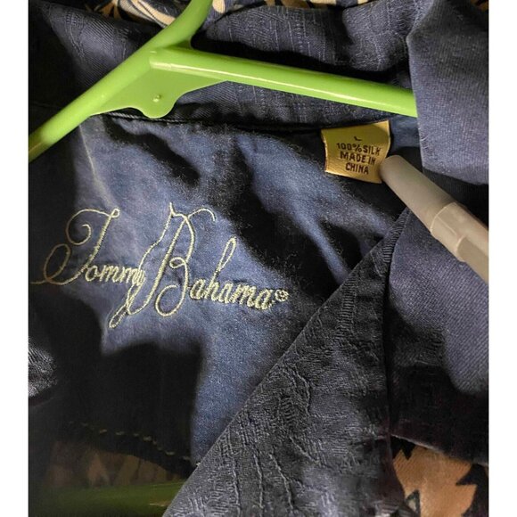 Tommy Bahama Mens L Blue Silk Hawaiian Tropical Floral Beach Shirt Luau - Picture 3 of 5